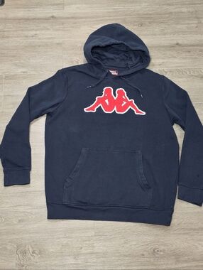 KAPPA Hoodie Pullover Mens Sz L Omini Logo Red Unisex